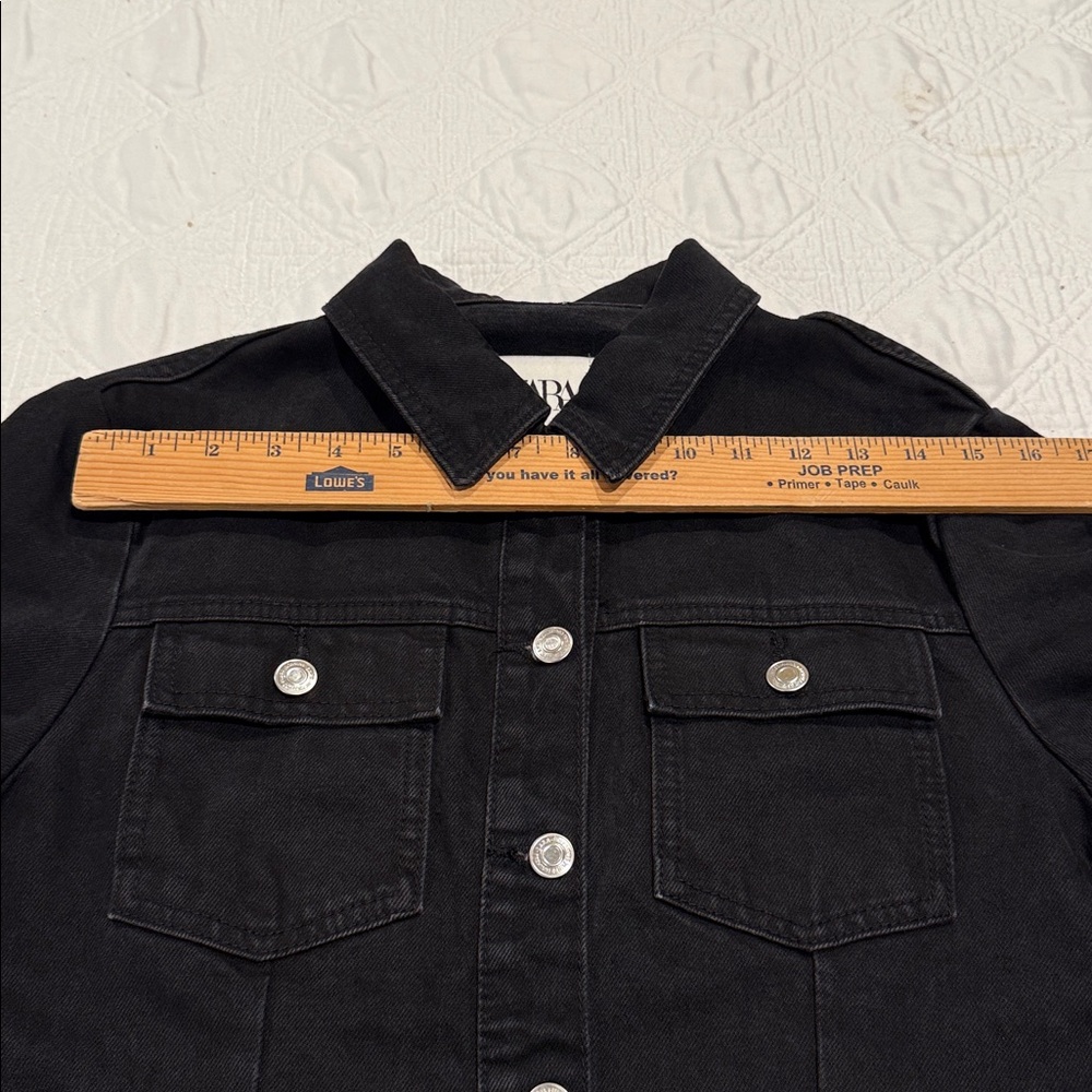 Zara Black Long Sleeve Denim Button Down Dress Jean size M - Picture 9 of 14